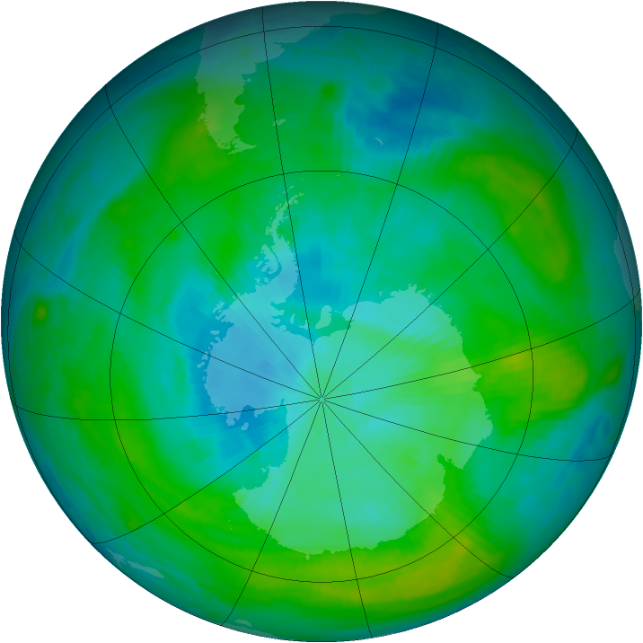 Antarctic ozone map for 11 February 1982